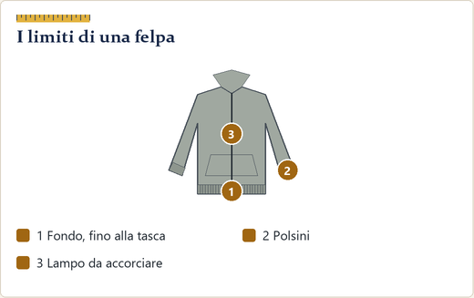 Felpa con cappuccio disegnata con fondo, tasca e polsini indicati