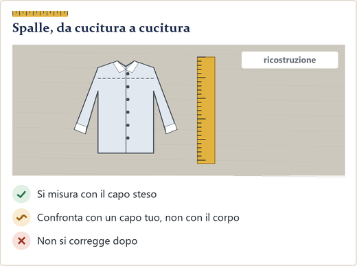 Camicia stesa con il metro da una cucitura della spalla all’altra